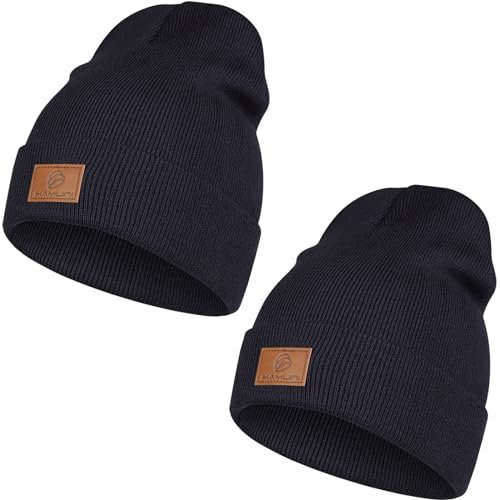 HAMUNI Beanie Mütze für Herren Damen, Klassische Wintermützen Bequem Atmungsaktiv Weich Acryl Beanie Hat Strickmütze Vintage Einfarbig Strick Bündchen Beanies Unisex
