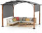 COSTWAY Pergola Rétractable d'Extérieur 300 x 360 CM, Pergola Métallique à Arcs pour Patio avec Auvent Rétractable Poteaux Aspect Bois, Tonnelle Treillis pour Jardin Patio Porche Cou (Gris)
