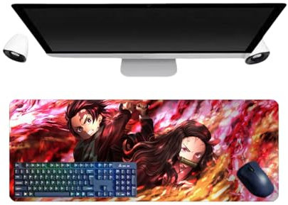 Demon Nezuko Tanjirou Anime Tapis de Souris XL Multifonction Gaming Tapis de Souris 3mm Bureau Anti-Glissant Surface Texturée pour Ordinateur pour Ordinateur Gamer-Bureau-Maison et Portables