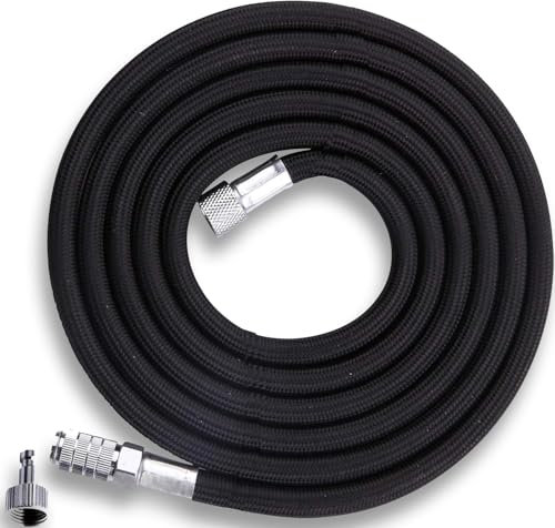 JUNIERS Airbrush Schlauch AG-27 – 3 Meter Druckluftschlauch Schwarz, 1/8 Zoll Innengewinde & Schnellkupplung Flexibler Kompressorschlauch für Airbrushpistolen mit Standard-Airbrush-Kompressoren