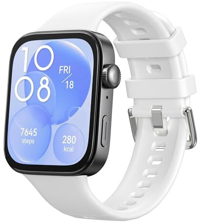 Bracelet en silicone souple pour Huawei Watch Fit 3, léger et respirant, bracelet de rechange réglable pour montre connectée Huawei Watch Fit 3 (blanc)