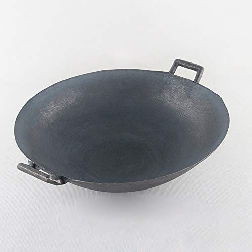 HAODUOO Pentola, Wok in ghisa Vecchio Stile Wok in ghisa Spesso con Fondo Tondo Wok Manuale Non Rivestito for Uso Domestico