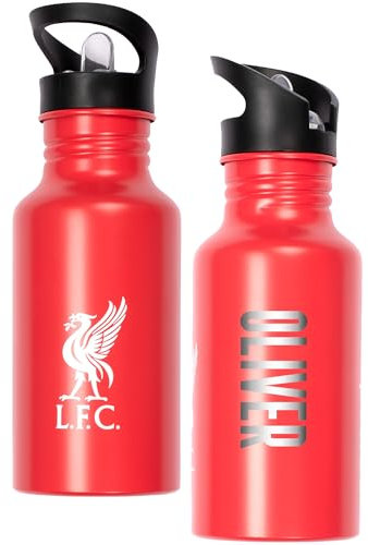 Football Personalised Metal Water Bottle 500ml – Engraved Name School & Training Bottle – For Boys & Football Fans (Liverpool)