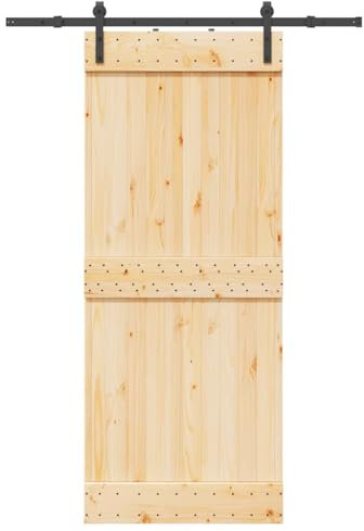 vidaXL Puerta corredera con herrajes madera maciza de pino 85x210 cm