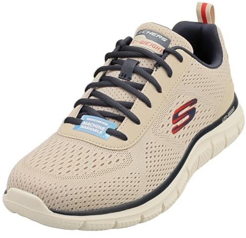 Skechers Herren TrackSchuhe | Sneaker, Taupe/Navy, Beige, Schnürung, Maschinen waschbar, Herren, Schuhe
