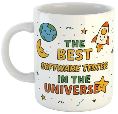 Novelty Software Tester Coffee Mug – “The Best Software Tester in The Universe” – Fun Gift for Men, Women, Colleagues, or Boss – 11oz Ceramic – Office or Home Use