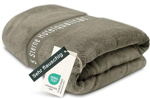 ZOLLNER Kuscheldecke flauschig in 220x240 cm - super kuschelige und warme Sofadecke - waschbar bis 95°C - atmungsaktive Mikrofaser in Stone - Hotelwäschequalität - Oeko Tex® Zertifiziert