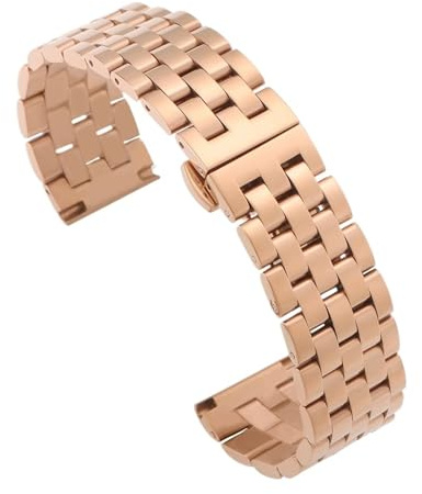 BGFFDSZ Curved End Watch Strap 18mm 20mm 22mm Solid Stainless Steel Bracelet Compatible With Tissot Butterfly Clasp Men Women Universal Straps(Rose Gold,20mm)