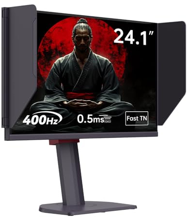 KTC Monitor Gaming 24,1 pollici 400Hz, Fast TN Panel, Tempo di risposta 1ms, Contrasto 1000:1, Supporto regolabile, Porte HDMI & DP doppie, Schermo antiriflesso, Gancio integrato per cuffie - E-Sport