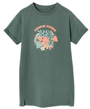 Vertbaudet Leichtes Mädchen Sweatkleid mit Aufdruck grün 140