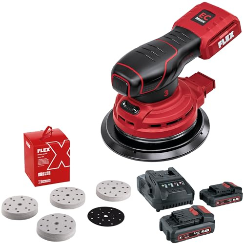 Flex Akku-Exzenterschleifer ORE 3-150 18-EC C + Schleifpapier D150 ST-Set (Akku-Exzenterschleifer 18 V, mit Drehzahlregelung, Inklusive Staubsack und Adaptern, effiziente Staubabsaugung) 535931