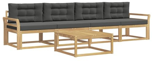 vidaXL Outdoor-Sofagarnitur mit Kissen 4 pcs Weiß und Anthrazit, Outdoor-Sofa-Set, modernes Gartenmöbel, modulare Sitzgruppe für Komfortables Entspannen im Freien