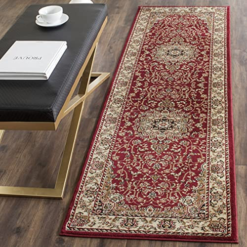 SAFAVIEH Lyndhurst Collection Runner Rug - 2'3 x 14', Red & Ivory, Traditional Oriental Design, Non-Shedding & Easy Care, Ideal for High Traffic Areas in Living Room, Bedroom (LNH329C)