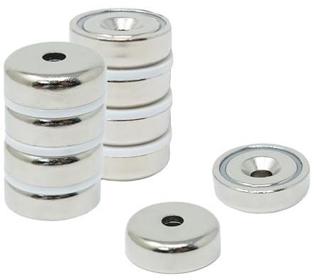 N42 Neodymium Pot Magnet for Arts, Crafts, Model Making, DIY, Hobbies, Office, and Home - 25mm dia x 8mm thick x 5mm c/sink - 26kg Pull