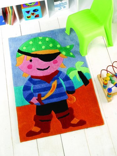 Multi Color Teppich Kiddy Play Pirate Boy Cute Print Details auf Polyester Pile 70 x 100 cm