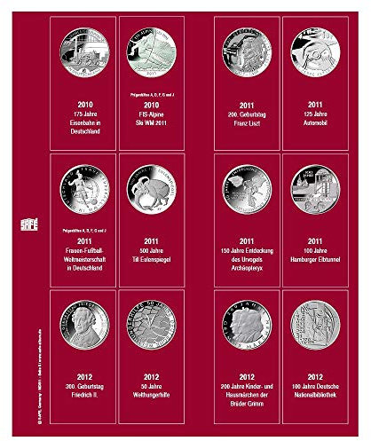 SAFE 7342-5 Premium Münzblätter Ergänzungsblätter Münzhüllen mit Vordruckblättern Deutsche 10 Euro Gedenkmünzen 2010-2012