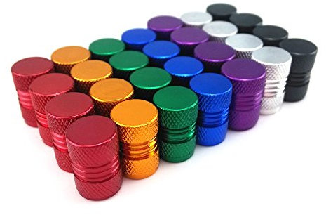 yueton 28pcs Colorful Aluminum Wheel Hub Shape Bicycle Bike Tire American Style Schrader Valve Caps Dust Covers