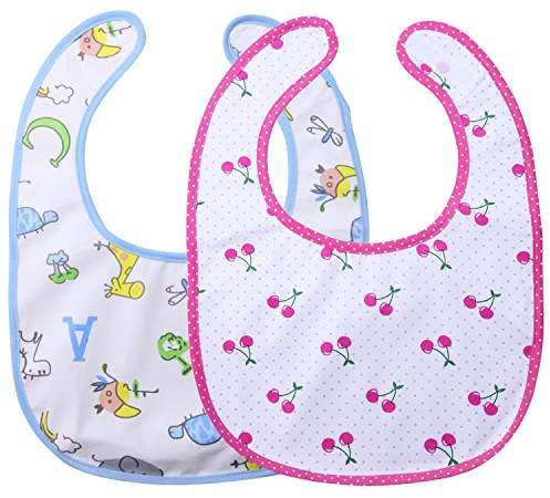 LittleForBig Erwachsenen Größe Lätzchen 2 Packs-Giraffe und Zoo Tier & Kirsche Muster