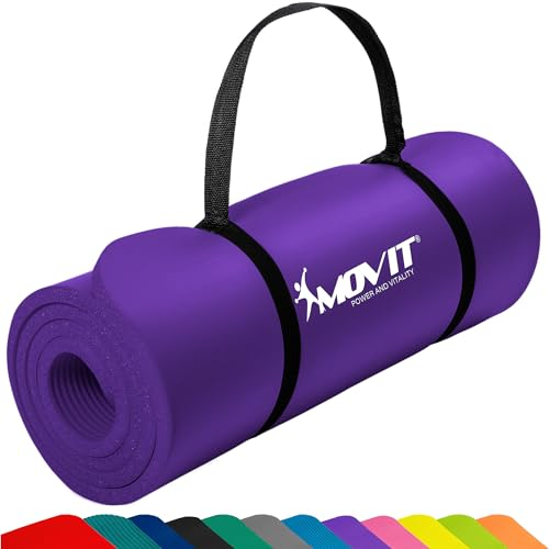 MOVIT Tapis Gymnastique - Doux pour Peau, sans Phthalates, 183x60x1,0cm, en Violet - Musculation, Fitness