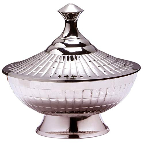 Orientalische Zuckerdosen Dosen aus Messing in Silber Anwar 12cm| Marokkanische Minzdose Tee Kaffee Dose klein | Ramadan Vintage Vorratsdose Gewürzdose rund | Orientalische Dekoration auf dem Tisch