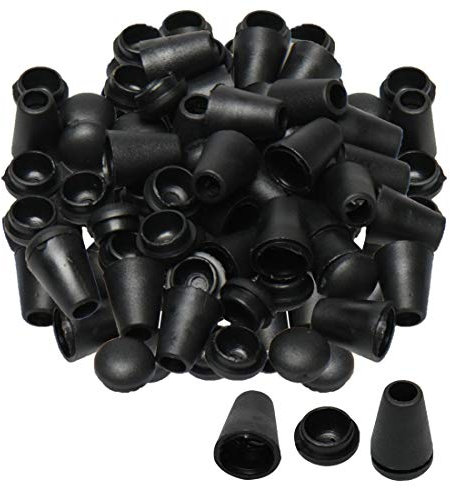 sourcing map 100pcs Bell End Stopper Cord Rope Ends Locks Lanyard Clips Fastener Black for Backpack Drawstrings Accessories