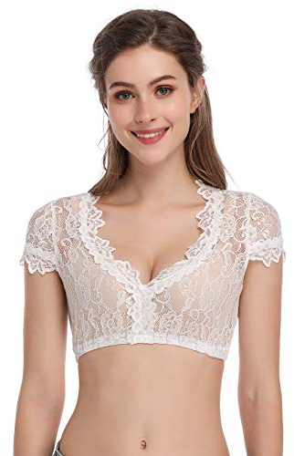 KOJOOIN Dirndl Blusa de Mujer Trachten Ladies Dirndl Blouse Blusa Manga para Oktoberfest 100% algodón