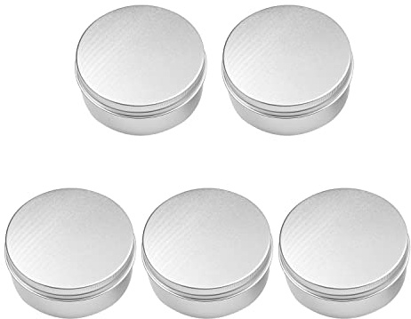 Othmro 150ml Aluminium Tin Jars, 5pcs Round Metal Tins Empty Storage Containers, Makeup Storage Can Candles Jars Tins with Lid for DIY Crafts Travel Storage Silver (150ml/5oz)