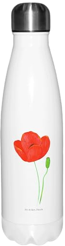 Mr. & Mrs. Panda Thermosflasche Blume Mohnblume - Geschenk, Religion, Garten, Trinkflasche, Blumen, Isolierflasche, Edelstahl, Thermoflasche,