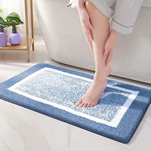 COLOR&GEOMETRY Kleine Badteppiche rutschfest Waschbar- 40 x 60 cm Absorbierende Badvorleger Weiche Badezimmerteppich Badematte für Badezimmer, Dusche, Badewanne, Waschküche (Blau)