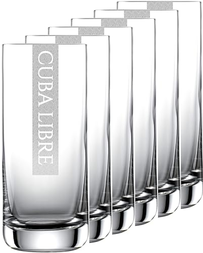 Miriquidi Cuba Libre Gläser 6er Serie COOLGLAS Cuba Libre | 0,33l Schott Glas | Spülmaschinenfest durch Lasergravur| Gläser für Cubalibre 6 Stück