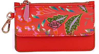 Oilily Aqua Sits Flap Credit Card Wallet Hot Coral