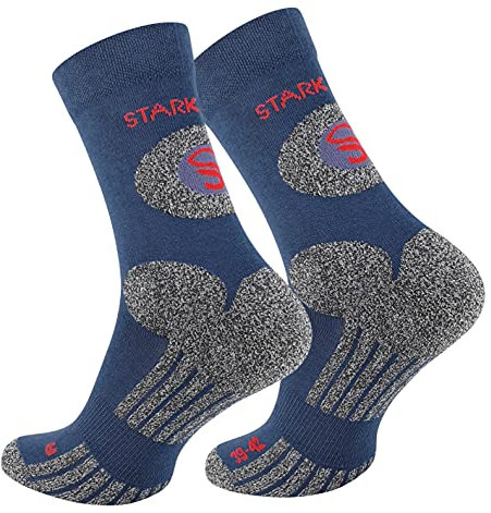 STARK SOUL Trekking Wandersocken für Damen & Herren, 2 Paar Atmungsaktive Gepolsterte Outdoor-Socken (Marine, 35-38)