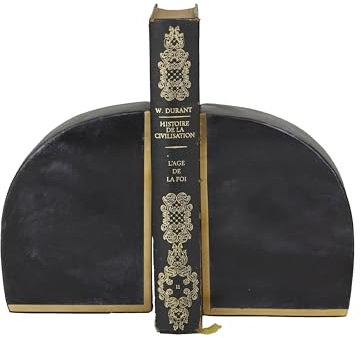 CosmoLiving by Cosmopolitan Lot de 2 serre-livres géométriques en marbre avec incrustation dorée, 10,2 cm de large, 15,2 cm de haut, noir