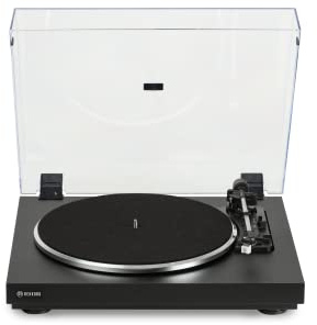 REKKORD Audio F110, Vollautomatischer Einsteiger Sub-Chassis-Plattenspieler mit AT3600L, Schwarz