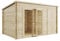 BillyOh Tianna 12x8 ft Log Cabin Summer House with Side Shed Store – Garden Room with Wide Double Doors, Storage Shed, Tongue and Groove Construction | Versatile Tiny Home for Garden Office or Storage
