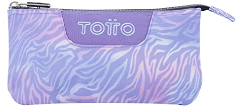 TOTTO Estuche Escolar Tres Compartimentos Morado Cebra - Tablero