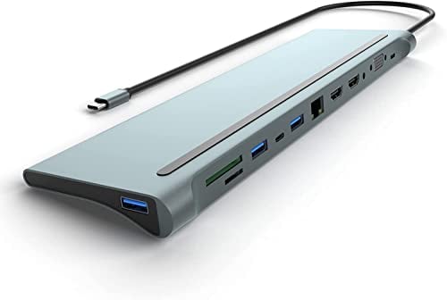 Station d'accueil USB C Double Moniteur avec 4K HDMI, VGA, 100 W PD, Gigabit Ethernet, 3 USB, SD/TF, Compatible avec Les Ordinateurs Portables MacBook/Dell/HP/Lenovo/Surface et Thunderbolt 3/4