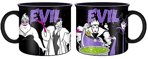 Silver Buffalo Disney Villains Evil Group Ceramic Camper Mug, 20 Ounces