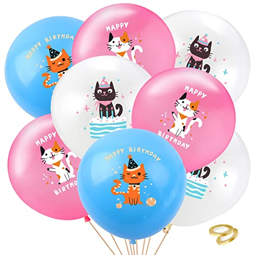 Latex-Luftballons für Geburtstagsparty, 30,5 cm, niedlicher Cartoon-Kätzchen-Druck, Katzenmotiv, Geburtstagsparty-Dekorationen, Zubehör, 25 Stück