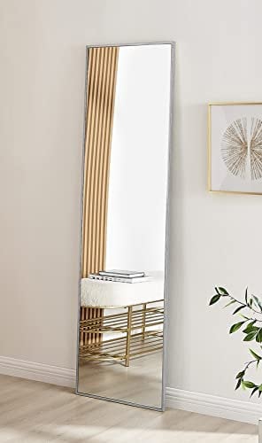 Furniturebox UK Emma Silver Metal Extra Large Rectangular Mirror - Perfect for Living Room, Bedroom, Hallway - Modern Elegant Simple Mirror (170 x 50cm)