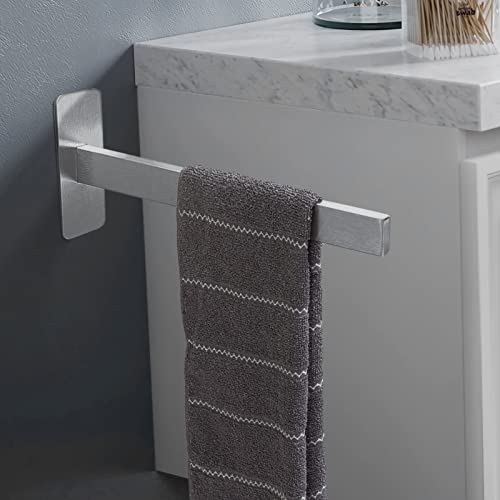 Qiannhee Handtuchhalter Ohne Bohren 40cm Silber Handtuchstange Bad Edelstahl Gästehandtuchhalter Wand Selbstklebend Handtuchhalter Zum Kleben Eckig Badetuchhalter Handtuch Halter für Badezimmer Küche