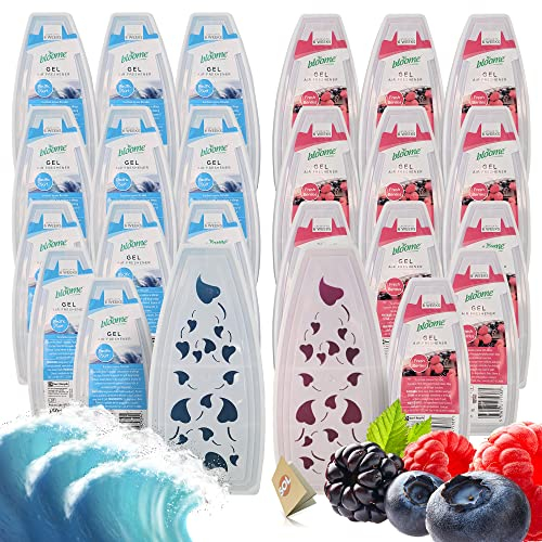 SOL 24pk Gel Air Fresheners - Pacific Surf & Fresh Berries Scents, Odour Eliminator Room Fresheners, Bathroom Air Fresheners, Toilet Deodorisers, Long-Lasting Room Fragrance for Home & Office