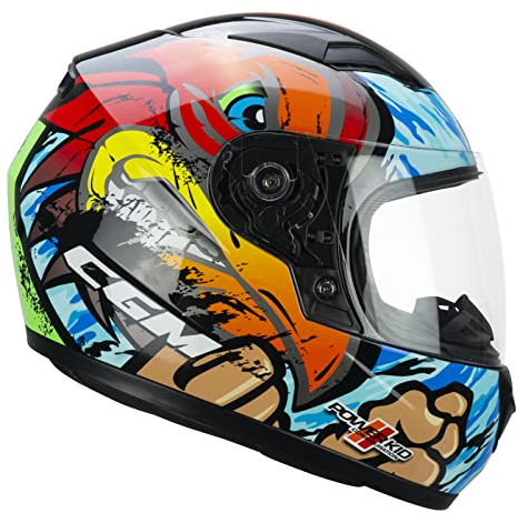 CGM Lucky, Casco Integrale Unisex Bambini, Azzurro Rosso Verde, YXL 53-54cm