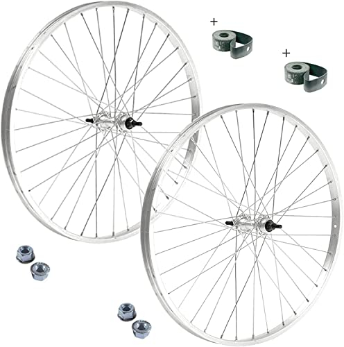 1 Paar Rad/Felge vorne + hinten 26 Zoll x 1. 3/8 Zoll Standardanschluss 1 Gang Aluminium/Stahl 26 x 1,38 Hollandrad – Citybike – inklusive Befestigungsmuttern und Flap