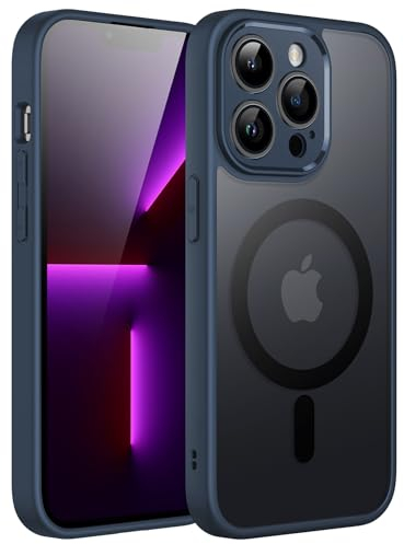 JETech Magnetic Case for iPhone 13 Pro Max 6.7-Inch, Compatible with MagSafe, Translucent Matte Back Camera Lens Full Protection Slim Shockproof Phone Cover (Navy)