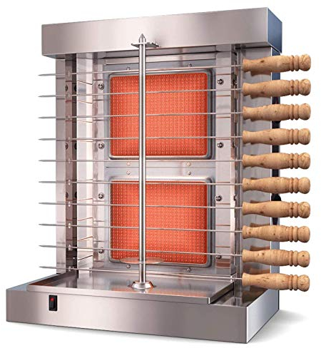 MOLVUS Vertikaler Grill - Automatische 2 Brenner Maschine mit 10 Seitenspießen - Propangas