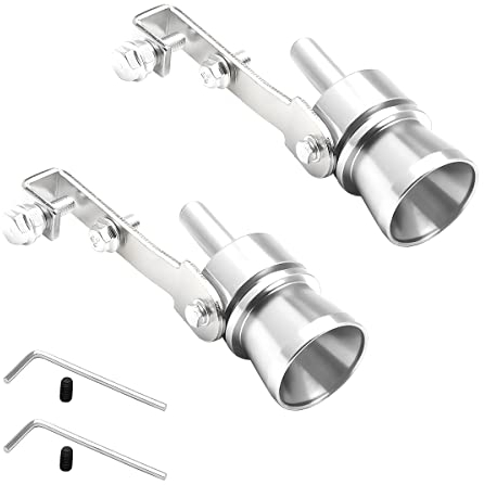JNNJ 2 Stücke Auto Turbo Sound Auspuff Pfeife, Turbo Pfeife Für Auto Auspuffrohre Aluminiumlegierung, Autos Endrohr Schalldämpfer Für Alle Fahrzeuge Modelle(Silber)