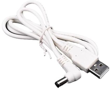 YSJJZRL 1M Dritto/90 gradi DC 5.5x2.1mm tto Cavo di alimentazione USB Cavo da USB a DC Power Tip Jack (5,5 * 2,5 mm 90 gradi-bianco)