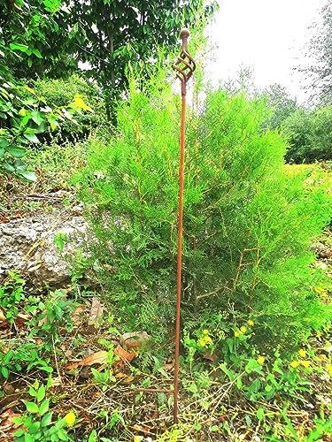 Edelrost Metall Stäbe Rankstab mit Schnörkeln Rost Rankhilfe Gartenstecker Rankstab (032198: B11 H150cm)