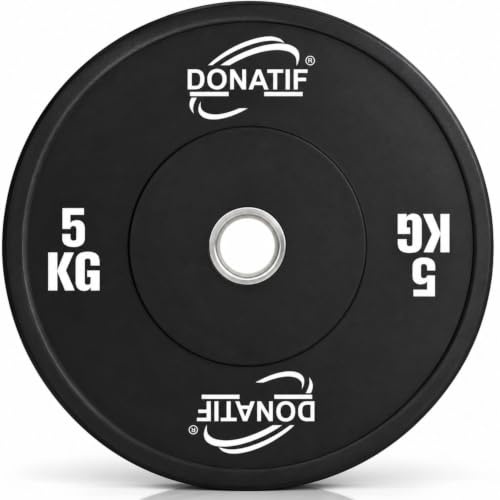 DONATIF Bumper Hantelscheiben 5 kg mit Olympion Loch – Scheiben 50 mm – Scheiben Bumper Plate – Hantelscheiben – Hantelscheiben – Hantelscheiben für Zuhause und Fitnessstudio – Scheiben 5 kg Gummi